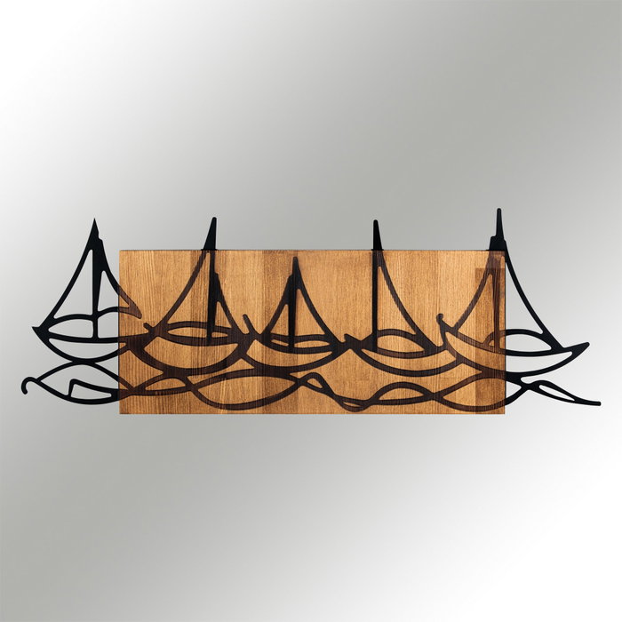 Wallity Ships In The Sea - Accesorio decorativo de pared de madera y metal Wallity Ships In The Sea - Accesorio decorativo de pared de madera y metal